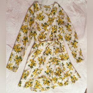 Missguided White Dress with Yellow Floral Print